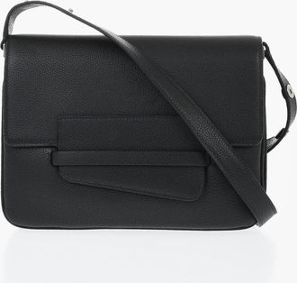 IL BISONTE Solid-Color Hammered Leather Shoulder Bag Il Bisonte