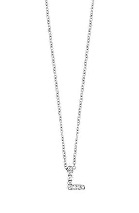 Bony Levy Diamond Pavé Initial Pendant Necklace in 18K White Gold - L at Nordstrom, Size 18 In