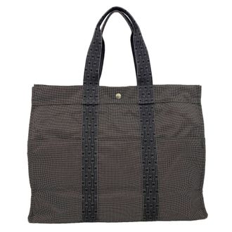 Herm&egrave;s Gray Nylon Tote Bag (Pre-Owned)