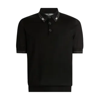Dolce & Gabbana Polo Shirts, male, Black, Size: 2XL Silk Polo