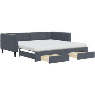 vidaXL Vidaxl - Sof&aacute; Cama Nido Con Cajones Terciopelo Gris Oscuro 100x200 Cm