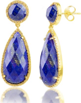 MAX + STONE 18k Gold Over Sterling Silver 16 CT. TW Big 2 Stone Gemstone Dangle Earrings