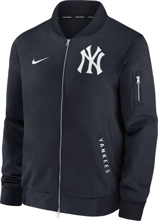 Nike New York Yankees Authentic Collection Dugout Nike Mens MLB Full-Zip Bomber Jacket in Blue | 02F309GMNK-TZ7