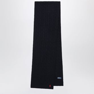 Polo Ralph Lauren Sciarpa blu navy in lana e cashmere a trecce