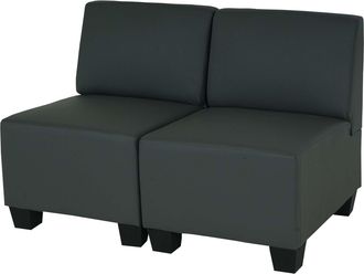 Hhg Hhg - Nunca Usado] Sof&aacute; Modular 2 Plazas Lyon, Polipiel, Gris Oscuro, Sin Reposabrazos