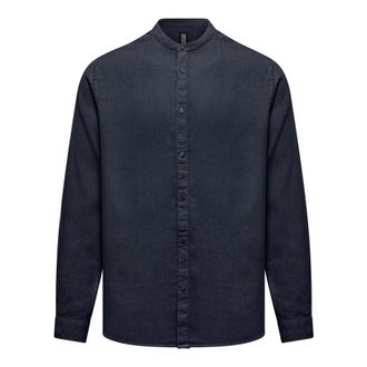Bomboogie Camicia regular fit in lino fiammato-NAVY Blue-L - - Shirts - Uomo - Blu - S