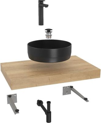 Puma Naturel - Conjunto De Ba&ntilde;o Hansgrohe Con Dolce 80x8x50 Cm, Roble Halifax Ksetdo10