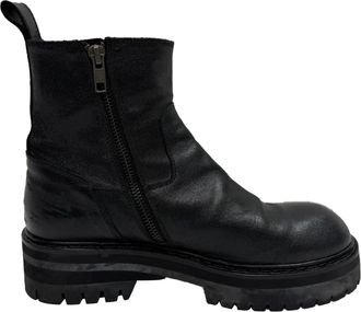 Ann Demeulemeester enkellaarsjes met rits in zwart leer