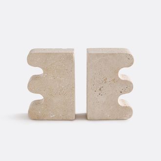 La Redoute Interieurs Set van 2 boekensteunen in travertin, Tavla