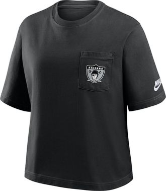 Nike Las Vegas Raiders Rewind Pocket Boxy Nike Womens NFL T-Shirt in Black | 11CM00A8DV-WZ9