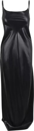 Courr&egrave;ges Lingerie Glossy Long Dress - Dames - Avondkleed - Zwart - M - Polyester - Kleedjes