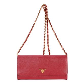 Prada Pre-owned Womens Wallet on Chain Crossbody - Red - One Size