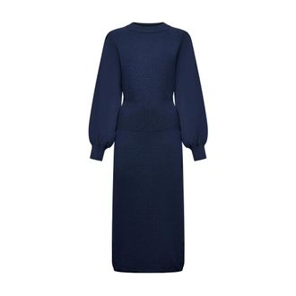Silvian Heach Amarat Midi-jurk met ballonmouwen - Dames - Kleedjes - Blauw - XS - Polyester - Kleedjes