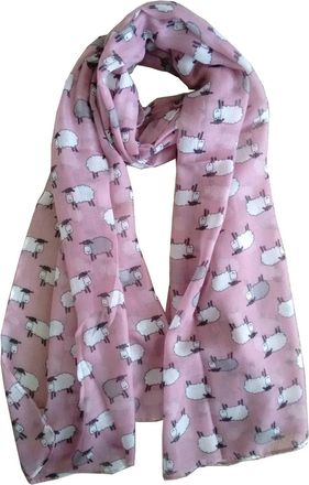GlamLondon Sheep Herd Print Scarf Ladies Woolly Animal Fashion Shawl Wrap (Pink Light)