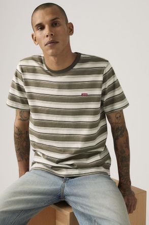 Levi's Original Housemark Tee - Hombre - 2XL - Crema / Jen Stripe Maitake Brown