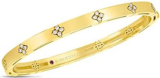 Roberto Coin 18K Yellow Gold w/ Diamond Accents Verona Narrow Width Bangle - 8882970AYBAX