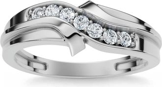 Pompeii3 Mens Diamond Curve Polished Wedding Ring Lab Grown 10k Gold