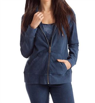French Kyss Lauren Hooded Cardigan In Denim