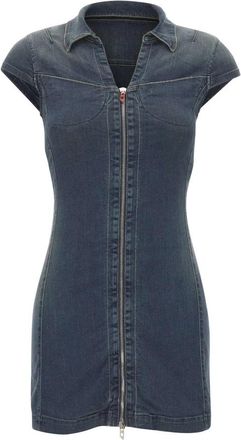 Diesel De-Lorvyn-S Jurk - Dames - Korte kleedjes - Blauw - S - Katoen - Kleedjes
