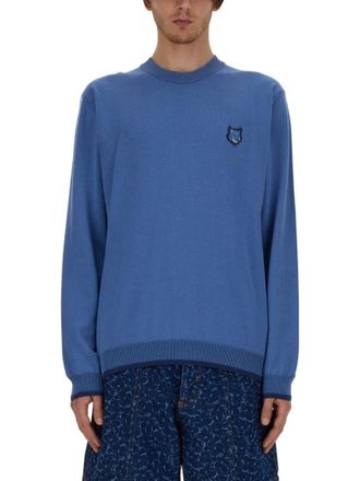Maison Kitsun&eacute; Blue Crew Neck Sweaters
