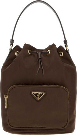 Prada Brown Re-Nylon Duet Bucket Bag