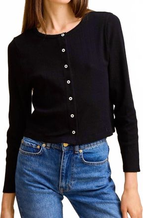 Mille Bibi Pointelle Cardigan In Black