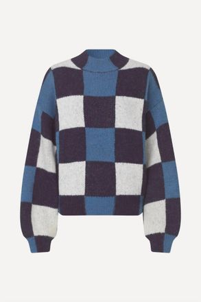 Stine Goya Womens Gingham Check Sweater In Blue