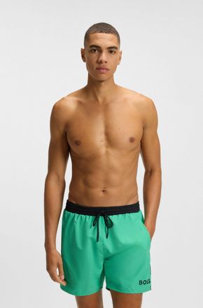 HUGO BOSS Badeshorts BOSS Starfish, Herren, Gr. XXXL (58), N-Gr, gr&uuml;n (bright gr&uuml;n 321), Microfaser, Microfaser, Badehosen Badeshorts, mit Kontraststreifen