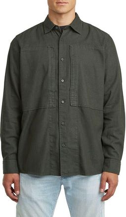 G-Star Paneled Cotton Blend Button-Up Shirt in Asfalt Gd at Nordstrom, Size Xx-Large