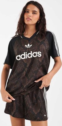 adidas Originals jersey da calcio in satinato marrone scuro snake