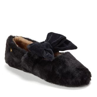 Dearfoams Pennie Maryjane With Bow Slippers in Black at Nordstrom, Size X-Large