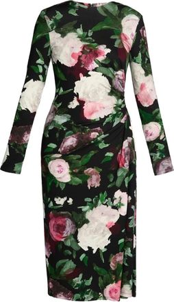 Erdem Abito midi drappeggiato a maniche lunghe - Nero