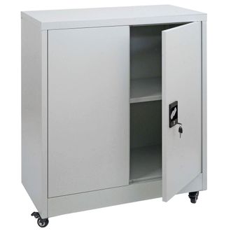 Hhg Hhg - Nunca Usado] Armario Archivador 119, Armario De Oficina De Acero Con Ruedas, 2 Puertas Con Cerradura, Acero 98 X 80 X 40 Cm, Gris Claro