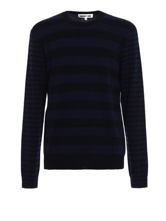 McQ by Alexander McQueen Black and blue striped wool sweater