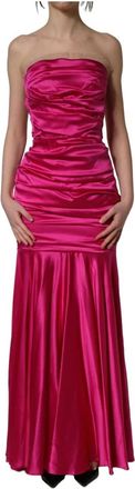 Dolce & Gabbana Strapless Lange Jurk - Dames - Avondkleed - Roze - 2XS - Katoen - Kleedjes