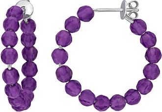 Rina Limor Silver 3.99 Ct. Tw. Amethyst Hoop Earrings