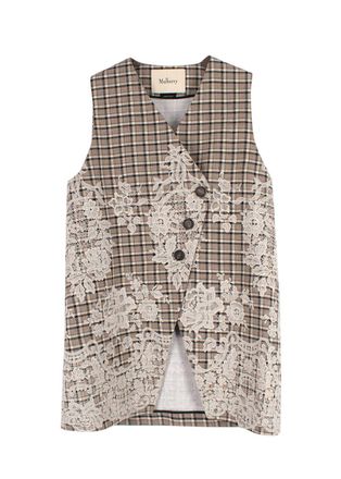 Mulberry Brown Tweed Asymmetric Waistcoat Size M