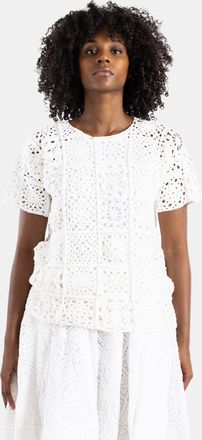 Comme Des Gar&ccedil;ons Womens White Crochet Knit Top
