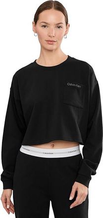 Calvin Klein Underwear Logo Jersey Long Sleeve Crop Womens Jumpsuit & Rompers One Piece Black : MD (US 8-10), Cotton