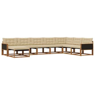 vidaXL Conjunto De Sof&aacute;s De Exterior Con Coj&iacute;n 8 Pcs Natural Y Beige Vidaxl