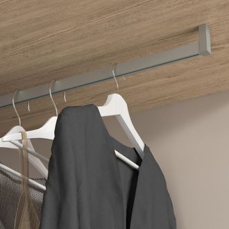 Emuca Emuca - Lote De 2 Barras Para Armario Luxe De Longitud 0.75m Con Soportes, Aluminio Y Pl&aacute;stico, Pintado Color Gris Piedra