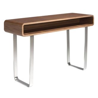 Angel Cerd&aacute; Walnut Veneer Console Table with Chrome Legs in Brown