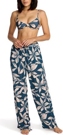 Volcom Shore Wide Leg Cover-Up Pants in Harbor Blue at Nordstrom, Size X-Small