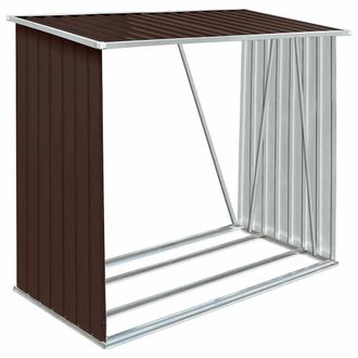 vidaXL Casetilla Para Le&ntilde;a Acero Galvanizado Marr&oacute;n 163x83x154 Cm Vidaxl