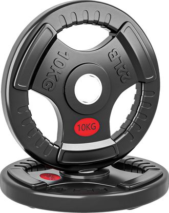 OEM Discos Pesas Ol&iacute;mpicos Agujero &Oslash;50 Mm 2x10 Kg Con Anillo Interior De Acero Triple Agarre Para Mancuernas Y Barras Negro