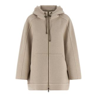 Max Mara Gradi Sweatshirt Coat - Dames - Vesten met rits - Beige - S - Leer - Hoodies & sweatvesten