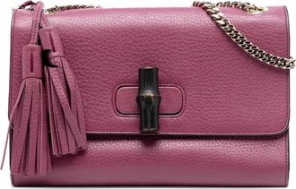 Gucci 2016-2025 medium Miss Bamboo leren crossbodytas - Roze