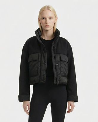 Rudsak Rome Mixed Media Down Jacket in Black at Nordstrom, Size X-Small