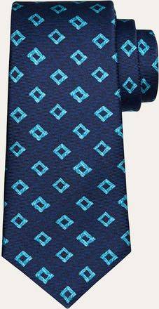 Kiton Mens 7-Fold Geometric Silk Tie