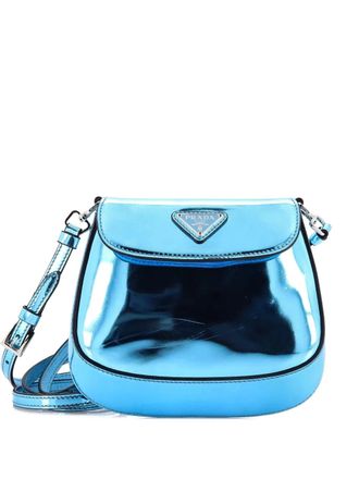 Prada Cleo Flap Spazzolato Leather Mini shoulder bag - Blauw